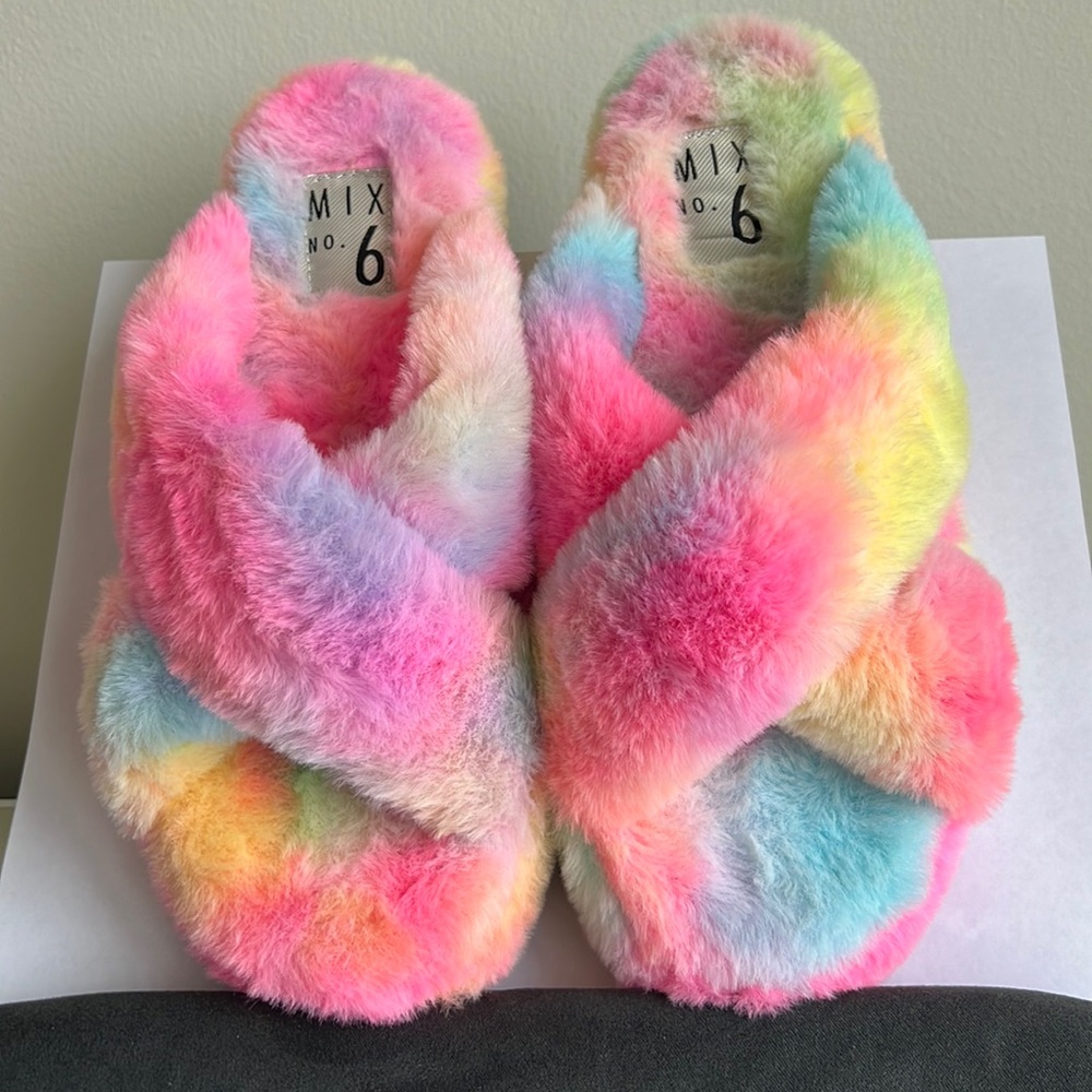 Mix no 6 Pink Sherbert Faux Fur slippers